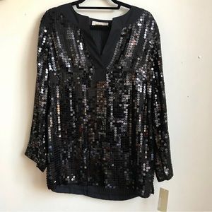 NWT Michael Kors Black Sequin Tunic Top